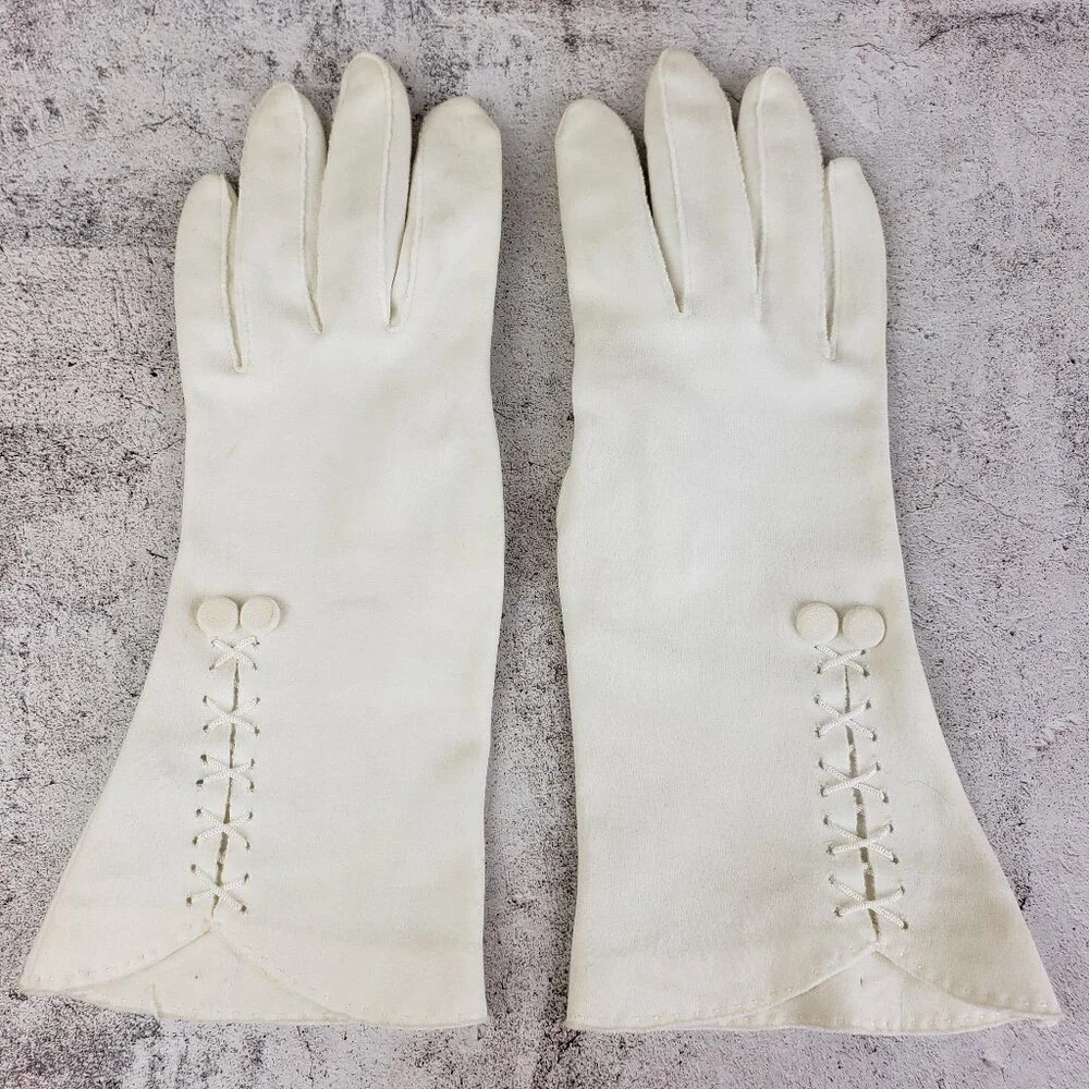 Vintage TONI Import Co Japan White Gloves 50s 60s size 7